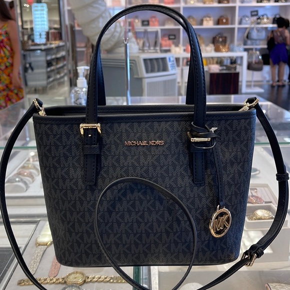 MICHAEL KORS 
Jet Set Travel Extra-Small Logo Top-Zip Tote Bag
Black 
NWT - Picture 12 of 16